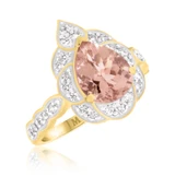 Photo of Petal 2 3/4 CT. T.W. Morganite and Diamond Trio Matching Wedding Ring Set 10K Yellow Gold [BT233YE-C000]