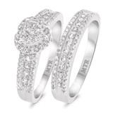 Photo of Amir 7/8 CT. T.W. Diamond Fancy Cluster Bridal Set 14K White Gold [BR251W-C000]