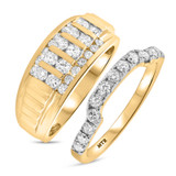 Photo of Lalasa 1 1/2 ct tw. Diamond Wedding Band Set 10K Yellow Gold [WB405Y]