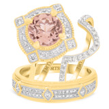 Photo of Lulu 2 1/3 Carat T.W. Morganite and Diamond Trio Matching Wedding Ring Set 10K Yellow Gold [BT234Y-C000]