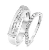Photo of Mira 3/4 ct tw. Diamond Wedding Band Set 10K White Gold [WB409W]
