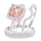 Photo of Milly 2 5/8 Carat T.W. Morganite and Diamond Trio Matching Wedding Ring Set 10K White Gold [BT235W-C000]