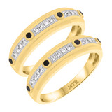 Photo of Fatima 1/2 ct tw. Black Diamond (Treated) Same Sex Mens Band Set 14K Yellow Gold [WM220Y]