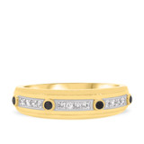 Photo of Fatima 1/2 ct tw. Black Diamond (Treated) Same Sex Mens Band Set 14K Yellow Gold [BT220YM]