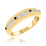 Photo of Fatima 1/2 ct tw. Black Diamond (Treated) Same Sex Mens Band Set 14K Yellow Gold [BT220YM]