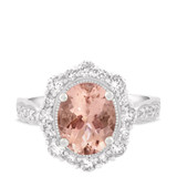 Photo of Peony 3 CT. T.W. Morganite and diamond Engagement Ring 14K White Gold [BT232WE-C000]