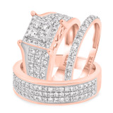 Photo of River 2 ct tw. Diamond Princess Cluster Trio Set 10K Rose Gold [BT248R-C000]