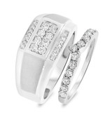 Photo of Chanler 1 ct tw. Diamond Wedding Band Set 14K White Gold [WB412W]