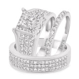 Photo of River 2 ct tw. Diamond Princess Cluster Trio Set 14K White Gold [BT248W-C000]