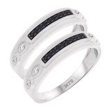 Photo of Aziza 1/10 ct tw. Sapphire Same Sex Mens Band Set 14K White Gold [WM223W]
