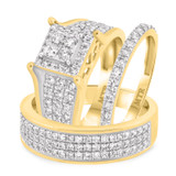 Photo of River 2 ct tw. Diamond Princess Cluster Trio Set 14K Yellow Gold [BT248Y-C000]