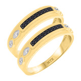 Photo of Aziza 1/10 ct tw. Sapphire Same Sex Mens Band Set 14K Yellow Gold [WM223Y]