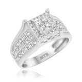 Photo of River 1 ct tw. Diamond Princess Cluster Engagement Ring 14K White Gold [BT248WE-C000]