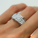 Photo of River 1 ct tw. Diamond Princess Cluster Engagement Ring 14K White Gold [BT248WE-C000]