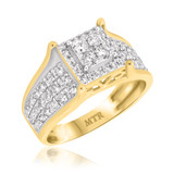 Photo of River 1 ct tw. Diamond Princess Cluster Engagement Ring 14K Yellow Gold [BT248YE-C000]
