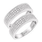 Photo of River 1 1/4 ct tw. Diamond Same Sex Mens Band Set 14K White Gold [WM248W]