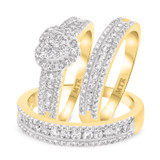 Photo of Amir 1 1/2 ct tw. Diamond Fancy Cluster Trio Set 10K Yellow Gold [BT251Y-C000]