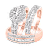 Photo of Weston 1 1/2 ct tw. Diamond Fancy Cluster Trio Set 14K Rose Gold [BT253R-C000]