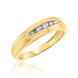 Photo of Zara 1/6 ct tw. Diamond Wedding Band Set 10K Yellow Gold [BT417YM]