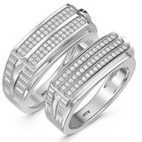 Photo of Beau 3/8 ct tw. Diamond Wedding Band Set 10K White Gold [WB421W]