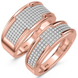 Photo of Affy 7/8 ct tw. Diamond Wedding Band Set 10K Rose Gold [WB426R]