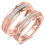 Photo of Harmonee 1/6 ct tw. Diamond Wedding Band Set 14K Rose Gold [WB428R]