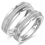Photo of Harmonee 1/6 ct tw. Diamond Wedding Band Set 14K White Gold [WB428W]