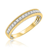 Photo of Blushing 3/4 ct tw. Diamond Same Sex Ladies Band Set 14K Yellow Gold [BT454YL]