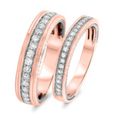 Photo of Forever 7/8 ct tw. Diamond Wedding Band Set 14K Rose Gold [WB448R]