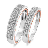 Photo of Affiance 1/3 ct tw. Diamond Wedding Band Set 14K White Gold [WB449W]