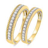 Photo of Blushing 7/8 ct tw. Diamond Wedding Band Set 14K Yellow Gold [WB454Y]