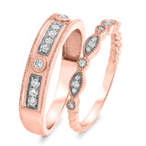 Photo of Entwined 3/8 ct tw. Diamond Wedding Band Set 10K Rose Gold [WB459R]