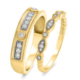 Photo of Entwined 3/8 ct tw. Diamond Wedding Band Set 14K Yellow Gold [WB459Y]