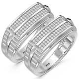 Photo of Beau 1/2 ct tw. Diamond Same Sex Mens Band Set 14K White Gold [WM421W]
