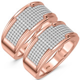 Photo of Affy 1 ct tw. Diamond Same Sex Mens Band Set 14K Rose Gold [WM426R]