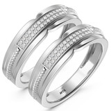 Photo of Harmonee 1/5 ct tw. Diamond Same Sex Mens Band Set 10K White Gold [WM428W]