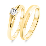 Photo of Chara 1/4 Carat T.W. Diamond Round Solitaire Bridal Set 14K Yellow Gold [BR325Y-R023]