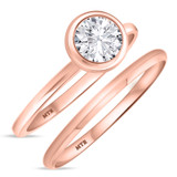 Photo of Hazel 3/4 Carat T.W. Diamond Round Solitaire Bridal Set 14K Rose Gold [BR358R-R070]