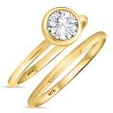 Photo of Hazel 3/4 Carat T.W. Diamond Round Solitaire Bridal Set 14K Yellow Gold [BR358Y-R070]