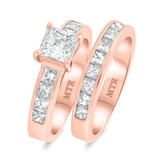 Photo of Ami 2 3/4 Carat T.W. Princess Solitaire Bridal Set 14K Rose Gold [BR359R-P095]