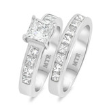 Photo of Ami 2 3/4 CT. T.W. Princess Solitaire Bridal Set 14K White Gold [BR359W-P095]