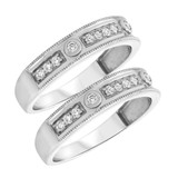 Photo of Entwined 1/2 ct tw. Same Sex Mens Band Set 10K White Gold [WM459W]