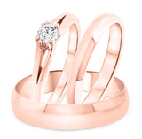 Photo of Chara 1/4 ct tw. Diamond Round Solitaire Trio Set 14K Rose Gold [BT325R-R023]