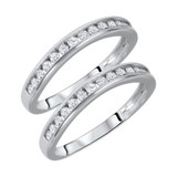 Photo of Enchanted 1/6 ct tw. Diamond Same Sex Ladies Band Set 14K White Gold [WL579W]