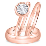 Photo of Hazel 3/4 ct tw. Diamond Round Solitaire Trio Set 14K Rose Gold [BT358R-R070]