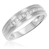 Photo of Braylin 3/8 ct tw. Diamond Wedding Band Set 10K White Gold [BT502WL]