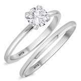 Photo of Azareel 3/4 CT. T.W. Diamond Round Solitaire Bridal Set 10K White Gold [BR376W-R070]