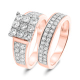 Photo of Aleeza 2 1/5 Carat T.W. Diamond Princess Cluster Bridal Set 14K Rose Gold [BR400R-C000]