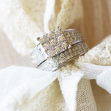 Photo of Aleeza 2 1/5 Carat T.W. Diamond Princess Cluster Bridal Set 14K Rose Gold [BR400R-C000]