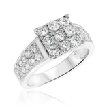 Photo of Aleeza 1 7/8 Carat T.W. Diamond Princess Cluster Bridal Set 14K White Gold [BT400WE-C000]